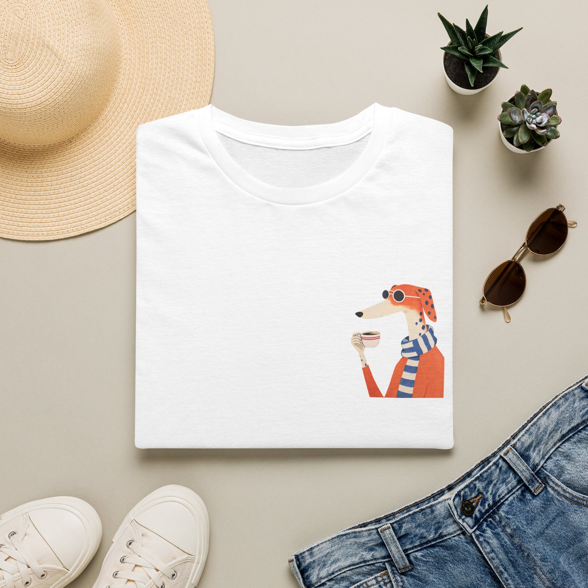 Fred The Dog Collection/ Base tee/ Fred Sipping Coffee