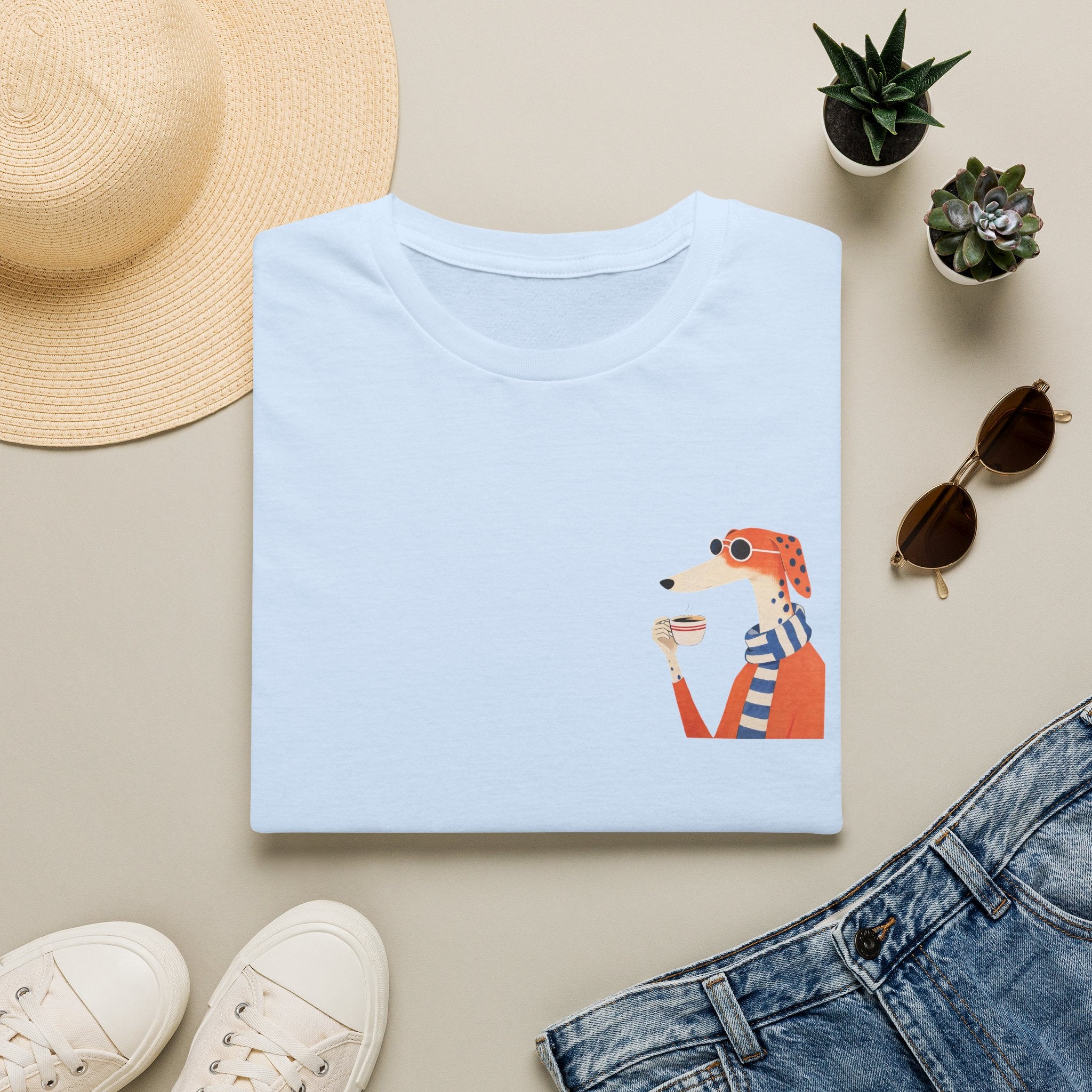 Fred The Dog Collection/ Base tee/ Fred Sipping Coffee