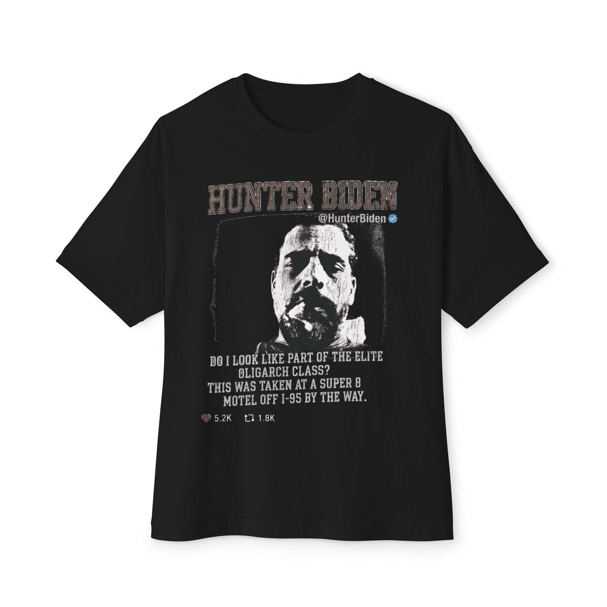 Hunter Biden Black/White Graphic Tee — Vintage Mugshot Style Political T‑Shirt