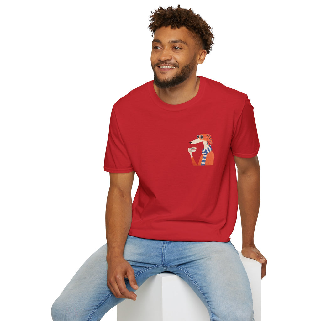 Fred The Dog Collection/ Base tee/ Fred Sipping Coffee