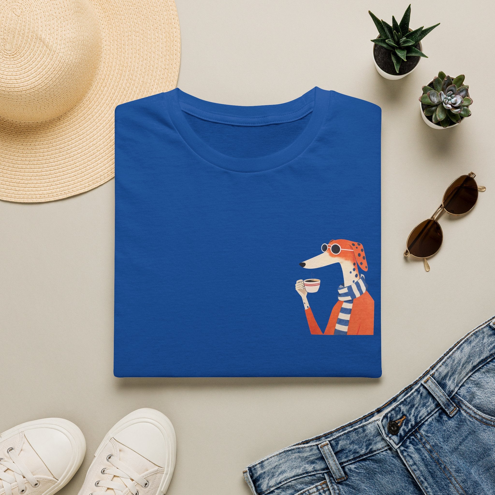Fred The Dog Collection/ Base tee/ Fred Sipping Coffee