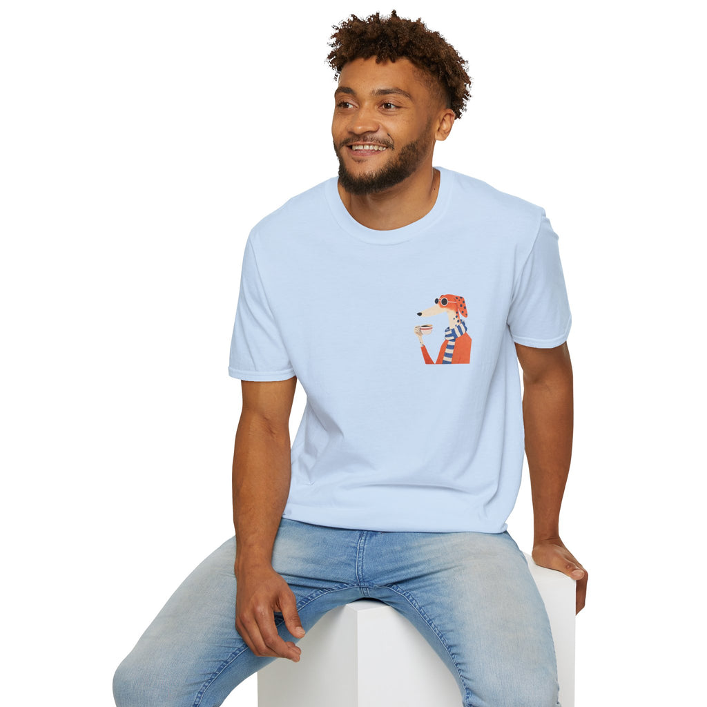 Fred The Dog Collection/ Base tee/ Fred Sipping Coffee