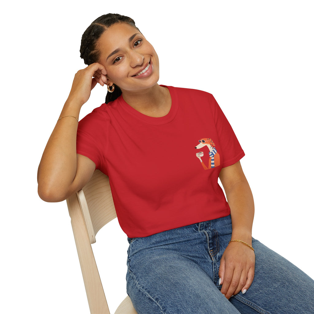 Fred The Dog Collection/ Base tee/ Fred Sipping Coffee