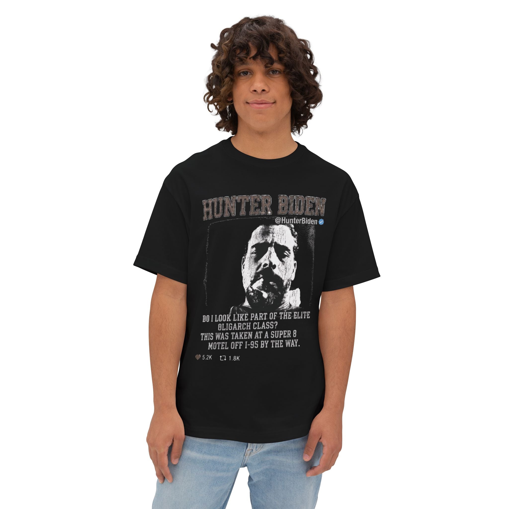 Hunter Biden Black/White Graphic Tee — Vintage Mugshot Style Political T‑Shirt