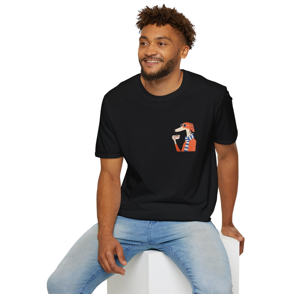 Fred The Dog Collection/ Base tee/ Fred Sipping Coffee
