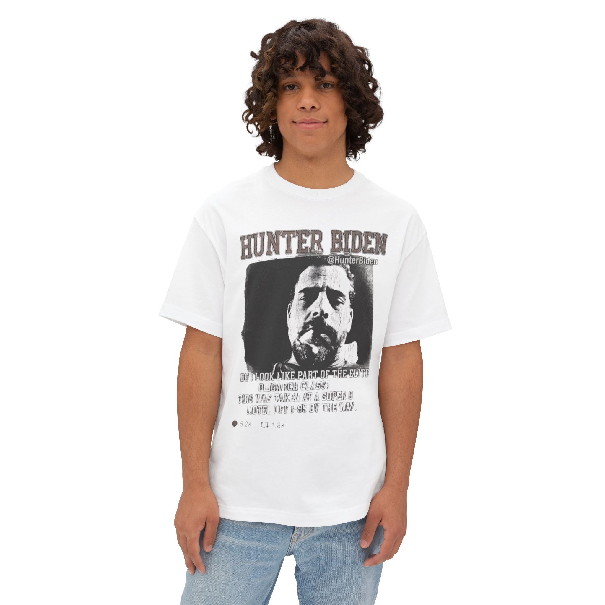 Hunter Biden Black/White Graphic Tee — Vintage Mugshot Style Political T‑Shirt