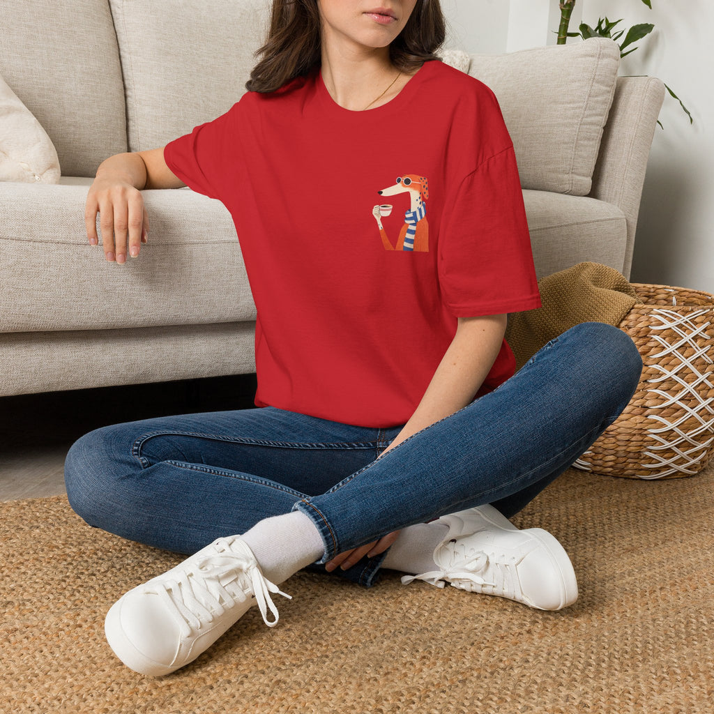 Fred The Dog Collection/ Base tee/ Fred Sipping Coffee