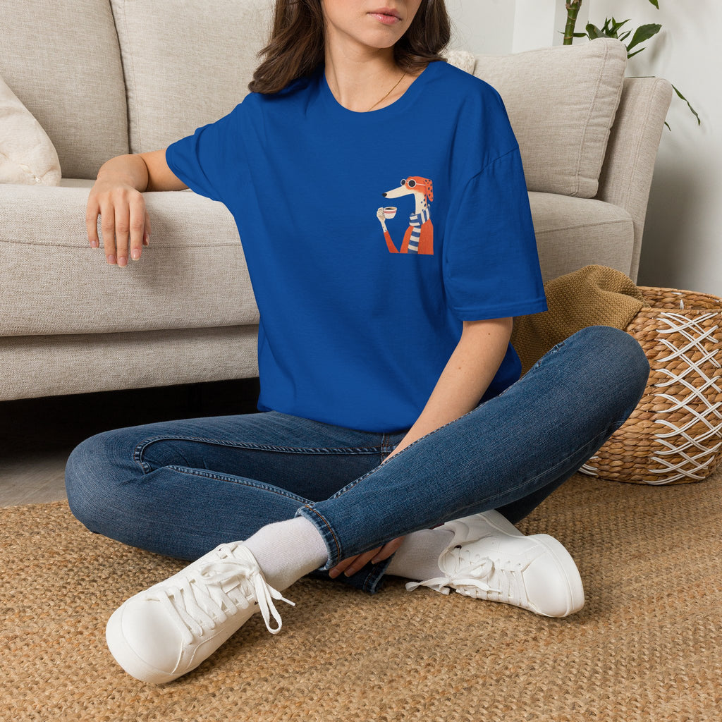 Fred The Dog Collection/ Base tee/ Fred Sipping Coffee