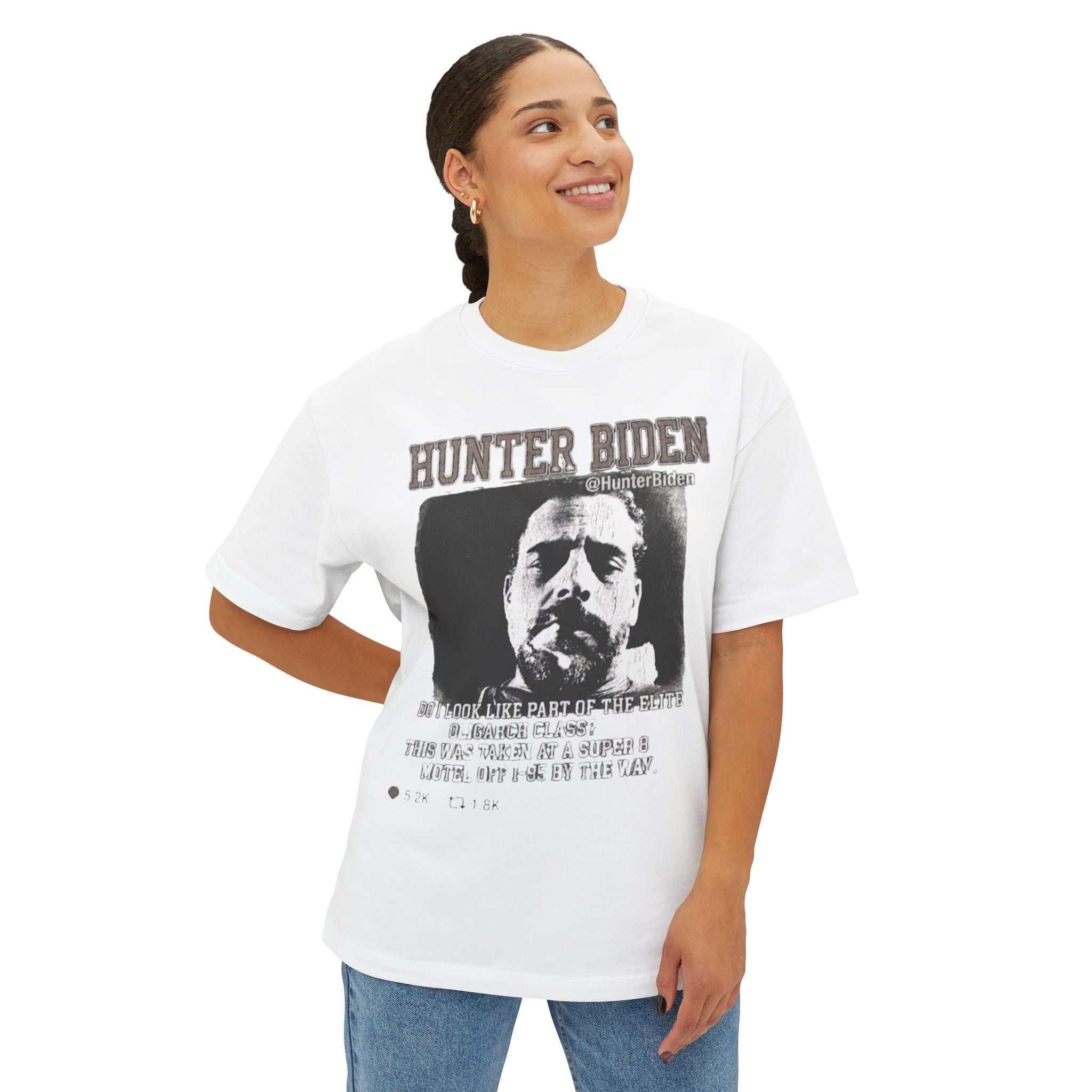 Hunter Biden Black/White Graphic Tee — Vintage Mugshot Style Political T‑Shirt