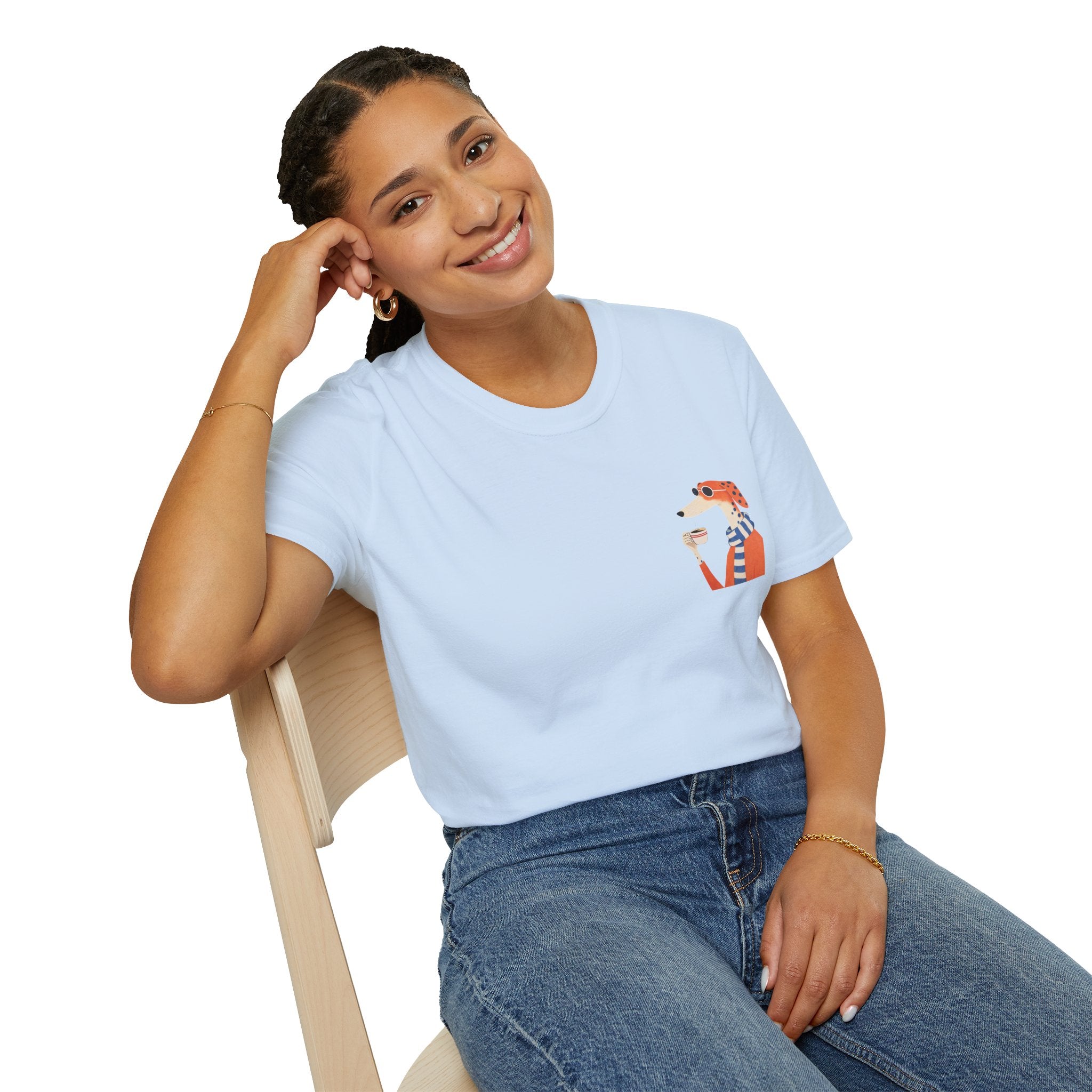 Fred The Dog Collection/ Base tee/ Fred Sipping Coffee