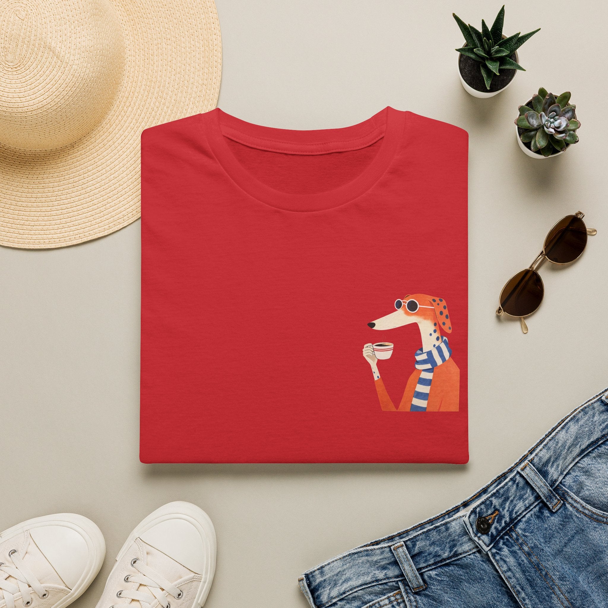 Fred The Dog Collection/ Base tee/ Fred Sipping Coffee
