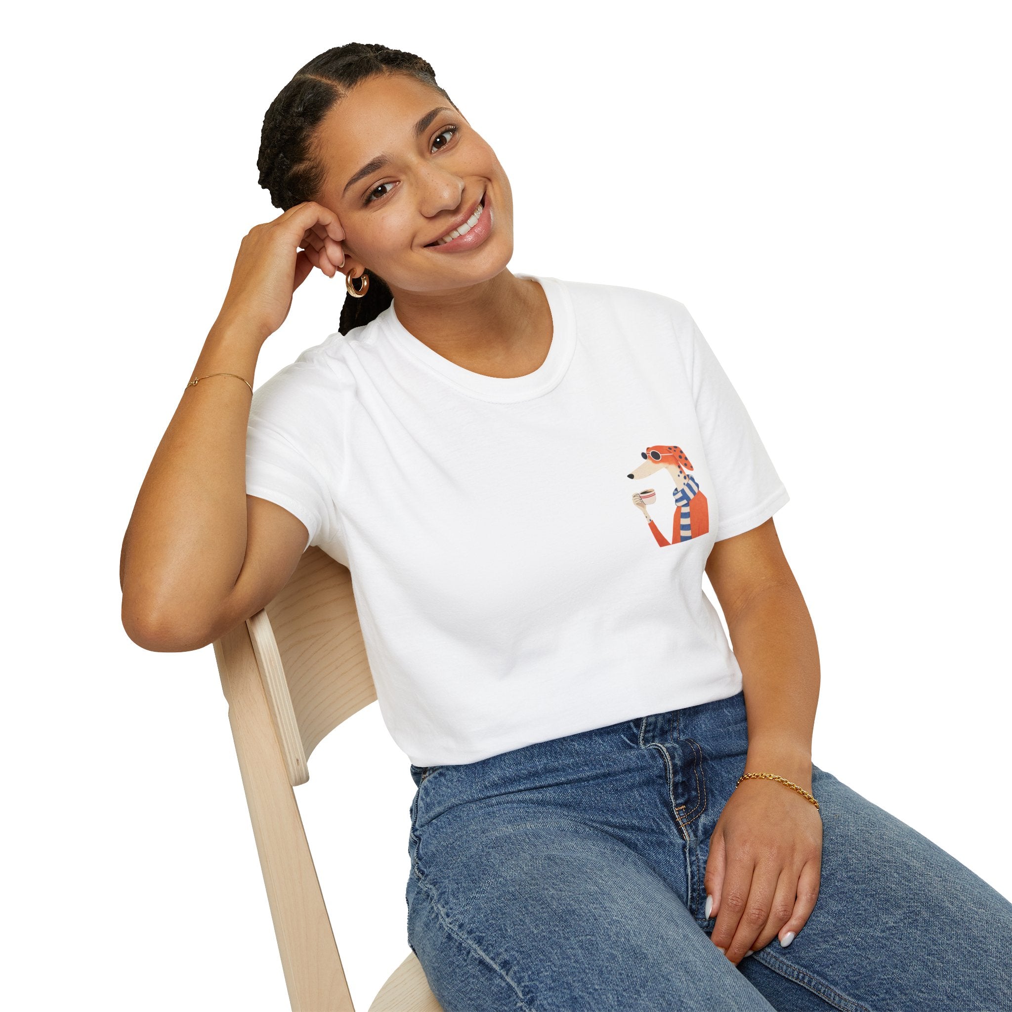 Fred The Dog Collection/ Base tee/ Fred Sipping Coffee