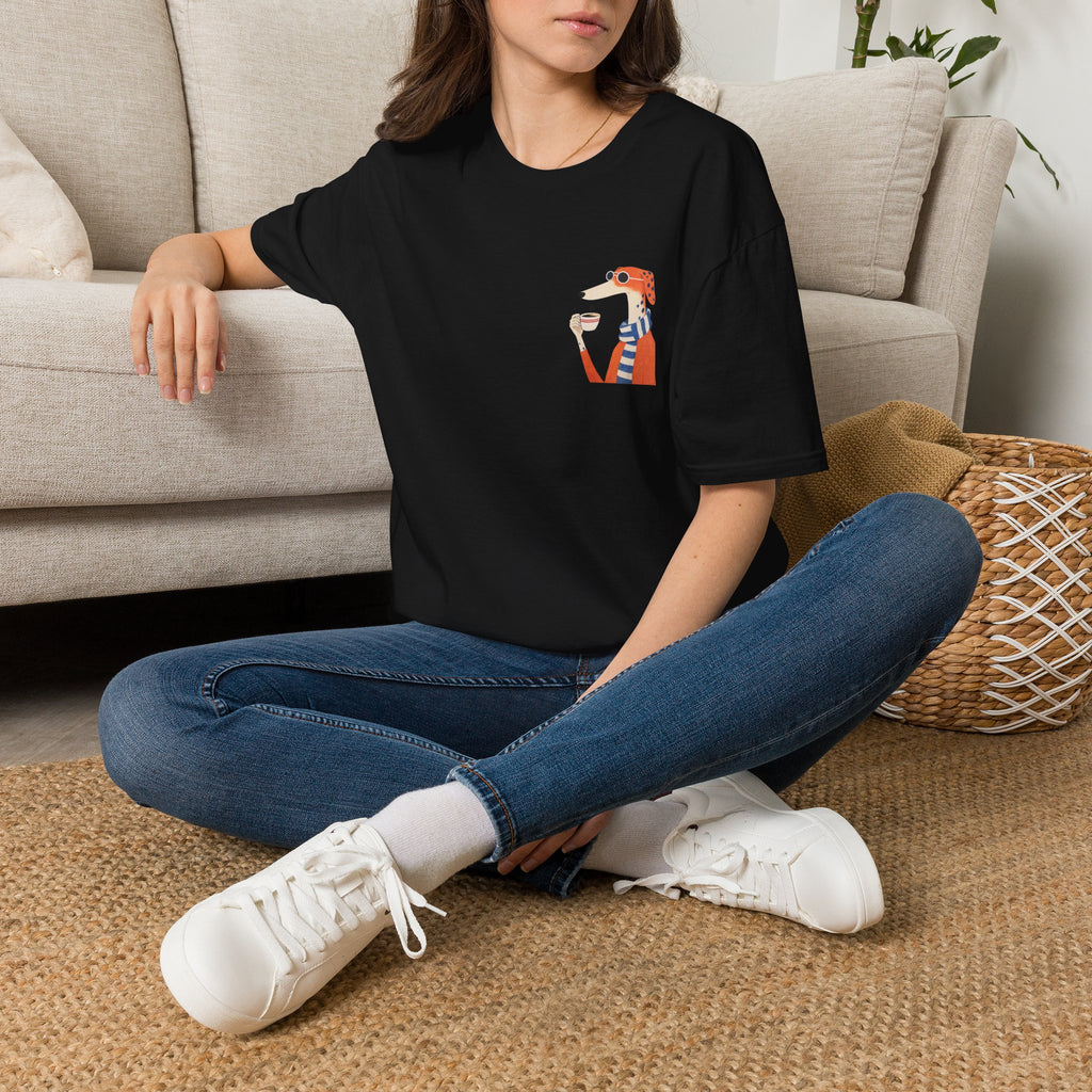 Fred The Dog Collection/ Base tee/ Fred Sipping Coffee